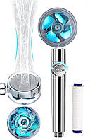 Душова лійка SmartLife WC-001 турбо вентилятор + фільтр + регулювання напору + режим Стоп Chrome/Blue