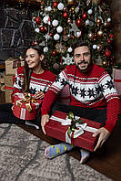 Парные новогодние свитера зимняя праздничная новогодняя кофта для пары Salex Парні новорічні светри зимова