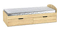 Односпальная кровать с ящиками Компанит-90+2 дуб сонома GL, код: 6541222