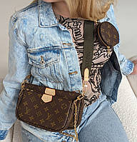 Сумка женская 3 в 1 Louis Vuitton Multi Pochette bag корч.+ Хакі
