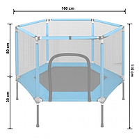 Батут для дітей кімнатний з сіткою Atleto 160 см синій KRB03