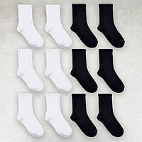 Набор носков женских 12 пар «Black & White» с высокой резинкой хлопок премиум сегмент размер 35-38