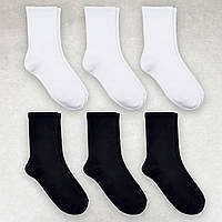 Набор носков женских 6 пар «Black & White» с высокой резинкой хлопок премиум сегмент размер 35-38