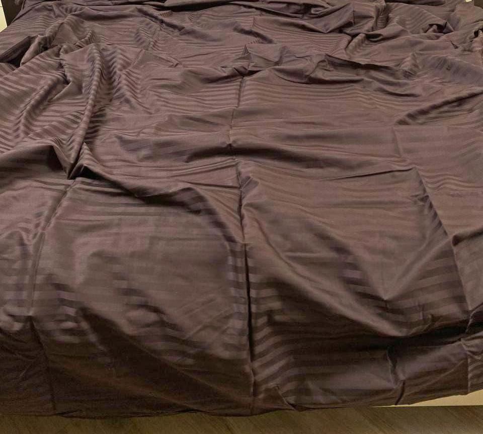 Підковдра Полуторна, страйп-сатин шоколадного кольору