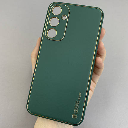 Чохол для Samsung Galaxy S23 FE шкіряний матовий чохол на телефон самсунг с23 фе темно-зелений u9h, фото 1