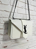Белая стильная женская сумка YSL