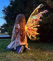 Крылья детские Детские светодиодные крылья-рюкзак бабочки с музыкой Детские крылья феи с музыкой и подсветкой
