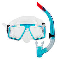 Набор для плавания маска с трубкой Dolvor M4204P+SN52P голубой