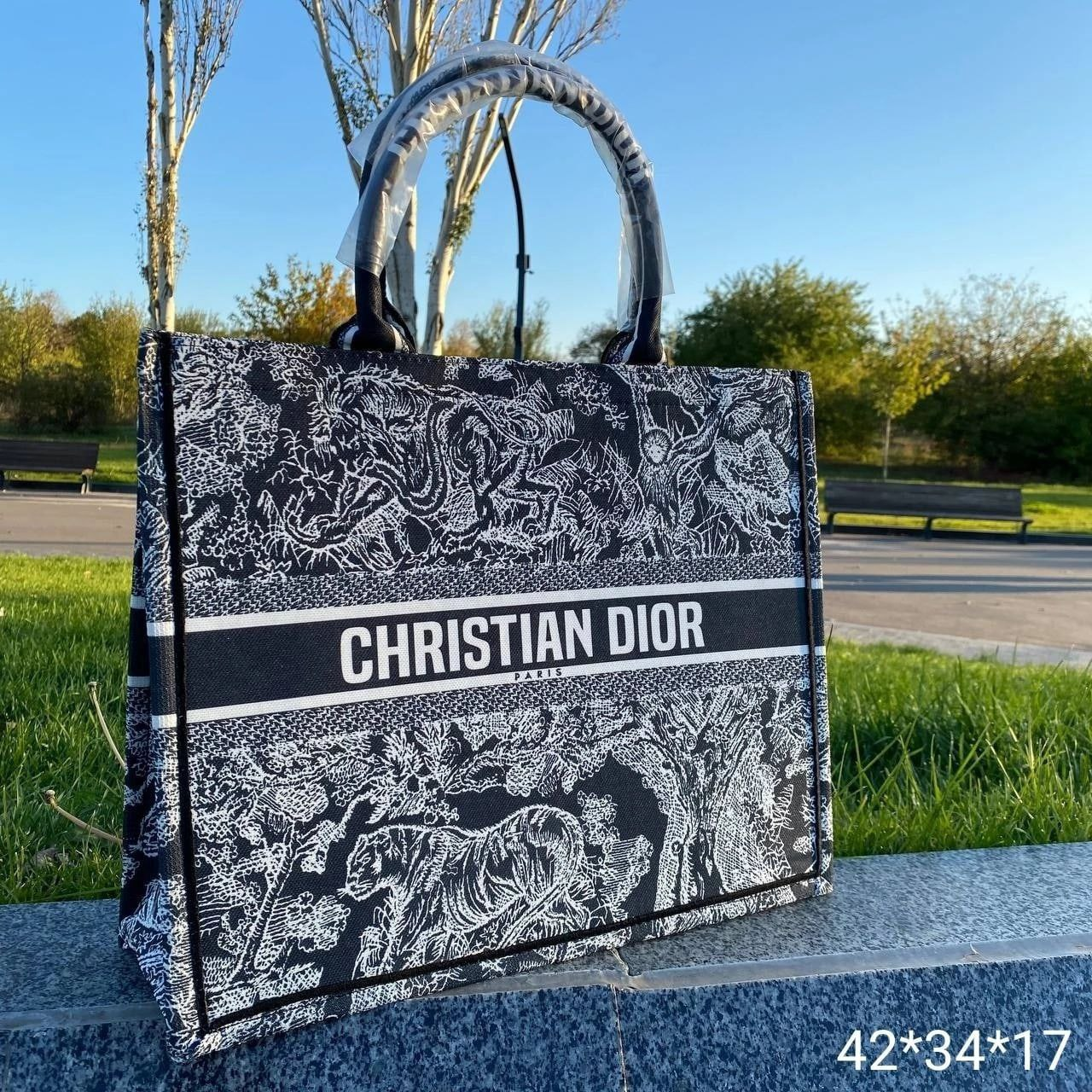Жіноча сумка Dior, тканинний шопер, 42*35*17, 931109-1