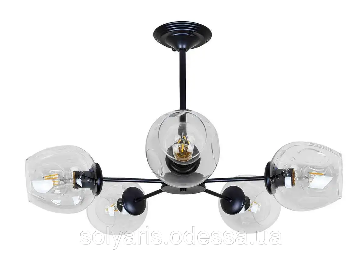 Люстра молекула лофт із прозорими плафономи Levistella 752F0231-5 BK+CL