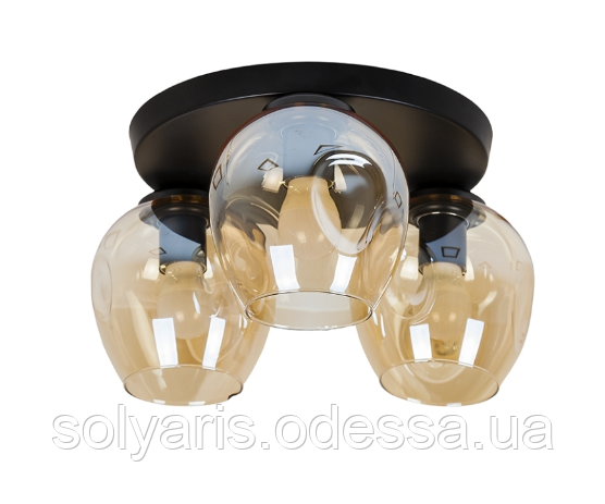 Люстра на круглій основі Модерн 756XPR0231F-3 BK+BR (300) на 3 плафони молекула під лампу Е27 чорний/бронза, фото 1