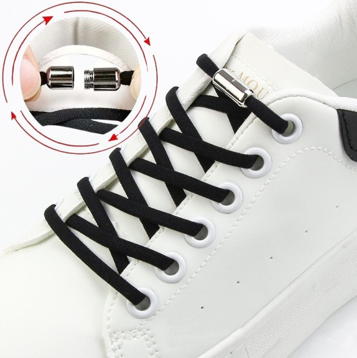 Еластичні шнурівки для взуття з фіксатором 2 штуки 100 см Elastic Lazy Shoelaces Black, фото 1