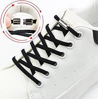 Еластичні шнурівки для взуття з фіксатором 2 штуки 100 см Elastic Lazy Shoelaces Black