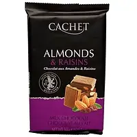 Молочний шоколад з мигдалем і родзинками Cachet Almonds Raisins, 300 г