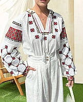Вышиванка женская с кружевом ESQ 5696, белая блузка с традиционной украинской вышивкой