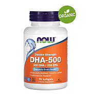 NOW Foods, Рыбий жир DHA-500, ДГК, двойного действия, 90 капсул