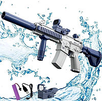 Детский электрический аккумуляторный водяной автомат с прицелом Water Gun M416 Синий