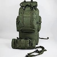 Тактический рюкзак мужской 80л Хаки, водонепроницаемый рюкзак, армейский рюкзак военный совместим с MOLLE