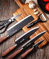 Ножі кухонні, набір ножів з 6 предметів RB-2517, ножі для кухні, кухонні ножиці, овочечистка