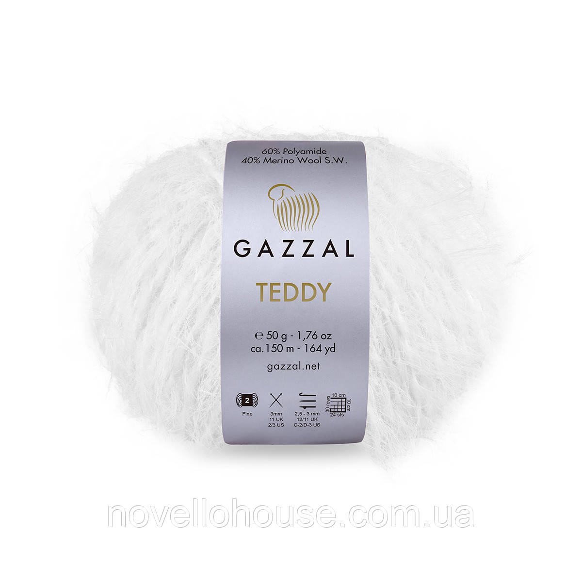 Gazzal TEDDY (Газзал Тедді) № 6530 білий (Пряжа мериносова вовна, нитки для в'язання)