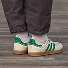 Жіночі кросівки Adidas Samba x Wales шкіряні молочні із зеленим Адідас Самба весняні, фото 5