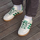 Жіночі кросівки Adidas Samba x Wales шкіряні молочні із зеленим Адідас Самба весняні, фото 7
