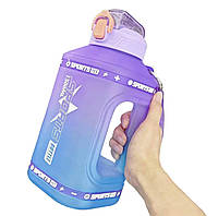 Фиолетоваяматовая, противоударная,герметична,с ручкой и петлей, соломинкой, спортивная бутылка для воды .1500