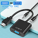 Перехідник адаптер конвертер HDMI — VGA зі звуком і живленням. Для tv тюнера T2, Xbox, Playstation, фото 3