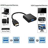 Перехідник адаптер конвертер HDMI — VGA зі звуком і живленням. Для tv тюнера T2, Xbox, Playstation, фото 5