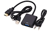 Перехідник адаптер конвертер HDMI — VGA зі звуком і живленням. Для tv тюнера T2, Xbox, Playstation, фото 11