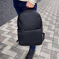 Черный мужской городской кожаный портфель, рюкзак из экокожи с отделением для ноутбука,
