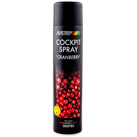 Напівматовий поліроль для пластику у спреї журавлина Motip Cockpit Spray Cranberry 600мл, фото 1