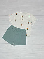 Костюм муслиновый детский для мальчика (футболка и шорты) КMXFSH-17