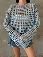 Женский свитер сетка, вязаный джемпер, стильная женская кофта