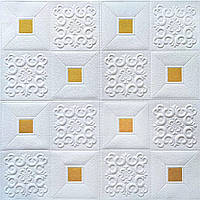 Самоклейна декоративна стельово-стінова 3D панель Sticker Wall фігури із золотом 700x700 BM, код: 7930564