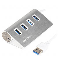 Концентратор Maxxter USB 3.0 Type-A 4 ports silver (HU3A-4P-01)