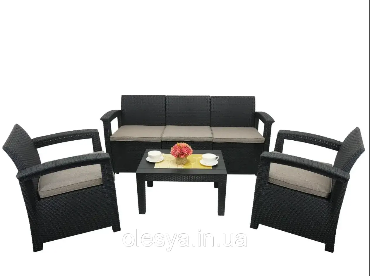 Набір садових меблів садових меблів Garden Line BERN диван, два крісла та стіл ZUM4233, фото 1