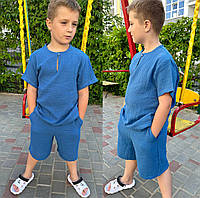 Костюм летний с шортами для мальчика 199 Синий