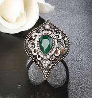 Винтажный перстень-кольцо Kinel с зеленым камнем, размер 20