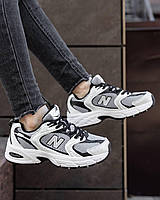 Женские кроссовки New Balance 530 White Black летние текстильные нью беленс стильные белые кроссы сетка