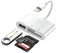 Переходник для Apple iPhone iPad Lightning на USB и SD/TF Card Reader адаптер для айфон на флешку и SD TF