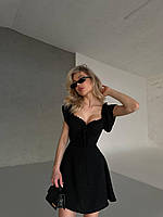 Стильное прогулочное сексуальное летнее женское короткое мини платье со шнуровкой ролекс-горох 42-46 оверсайз