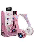 Навушники бездротові LED з котячими вушками та підсвічуванням STN 28 Рожеві
