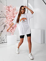 Базовая летняя стильная женская хлопковая свободная футболка Balenciaga хорошего качества оверсайз 42-46 OS