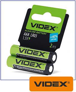 Батарейка лужна Videx LR03/AАA (пачка 2 шт.) SHRINK CARD
