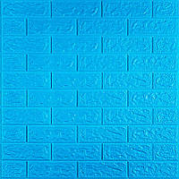 Стеновая 3D панель мягкая самоклеющаяся декоративная 3д самоклейка обои кирпич Синий 700х770х5мм (003-5)