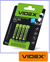 Батарейка щелочная Videx LR03/AАA (упаковка 4шт) SHRINK CARD