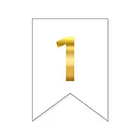 Цифра "1" на прапорці для будь-яких написів золото на білому 16х12см