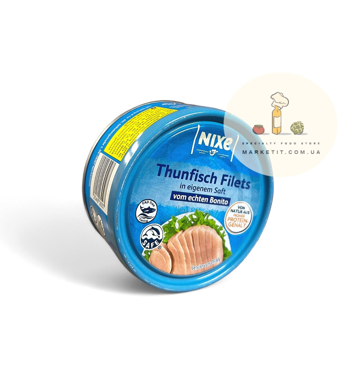 Тунець рожевий філе Nixe Thunfisch Filets, у власному соку 185 г., фото 1