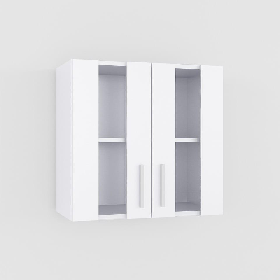 Шкаф кухонний навісний двохдверний з прозорими вставками в двері, навісна шафа вітрина на кухню з полкою, фото 1